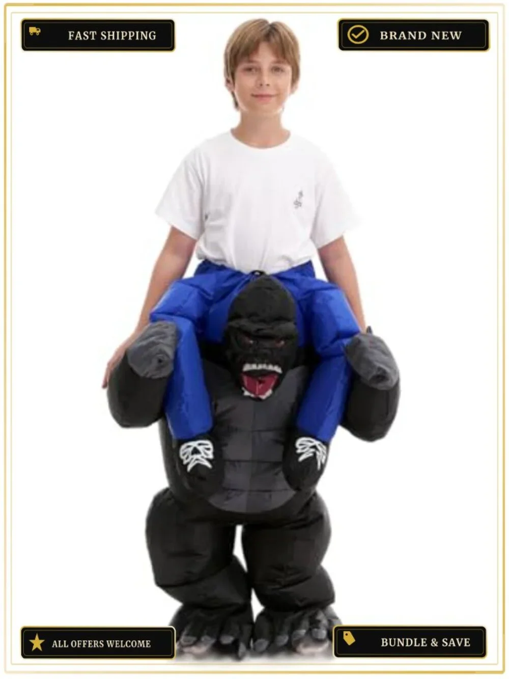 Inflatable Gorilla Piggy Back Rider Costume Kids Cosplay